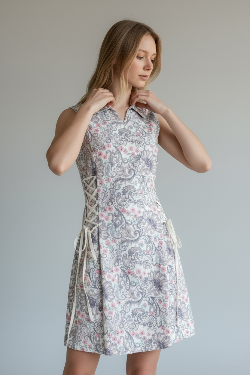 Lace-Tie A-Line Dress