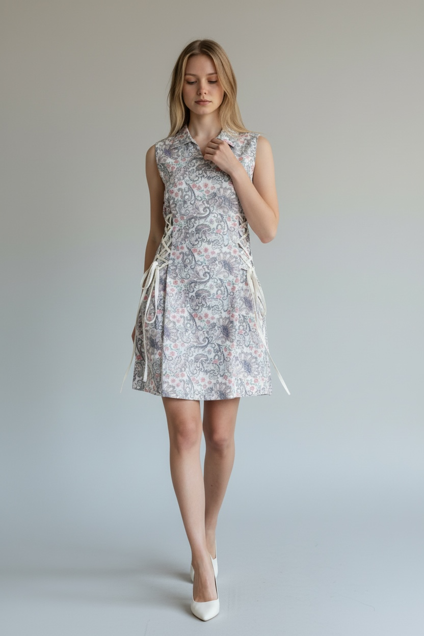 Lace-Tie A-Line Dress